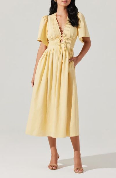 ASTR the Label ASTR the Label Hadleigh Scallop Detail Cotton Blend Midi Dress