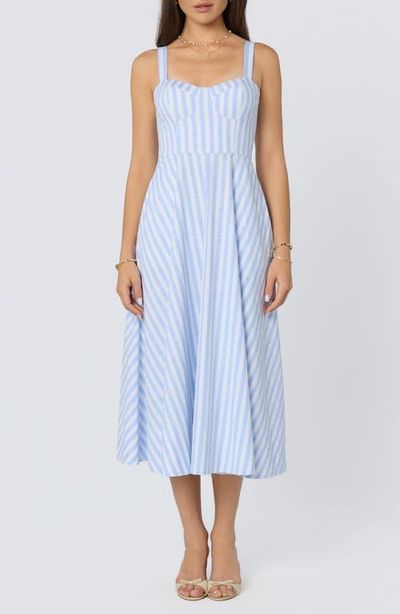 ASTR the Label ASTR the Label Isabela Stripe Sweetheart Neck Midi Dress
