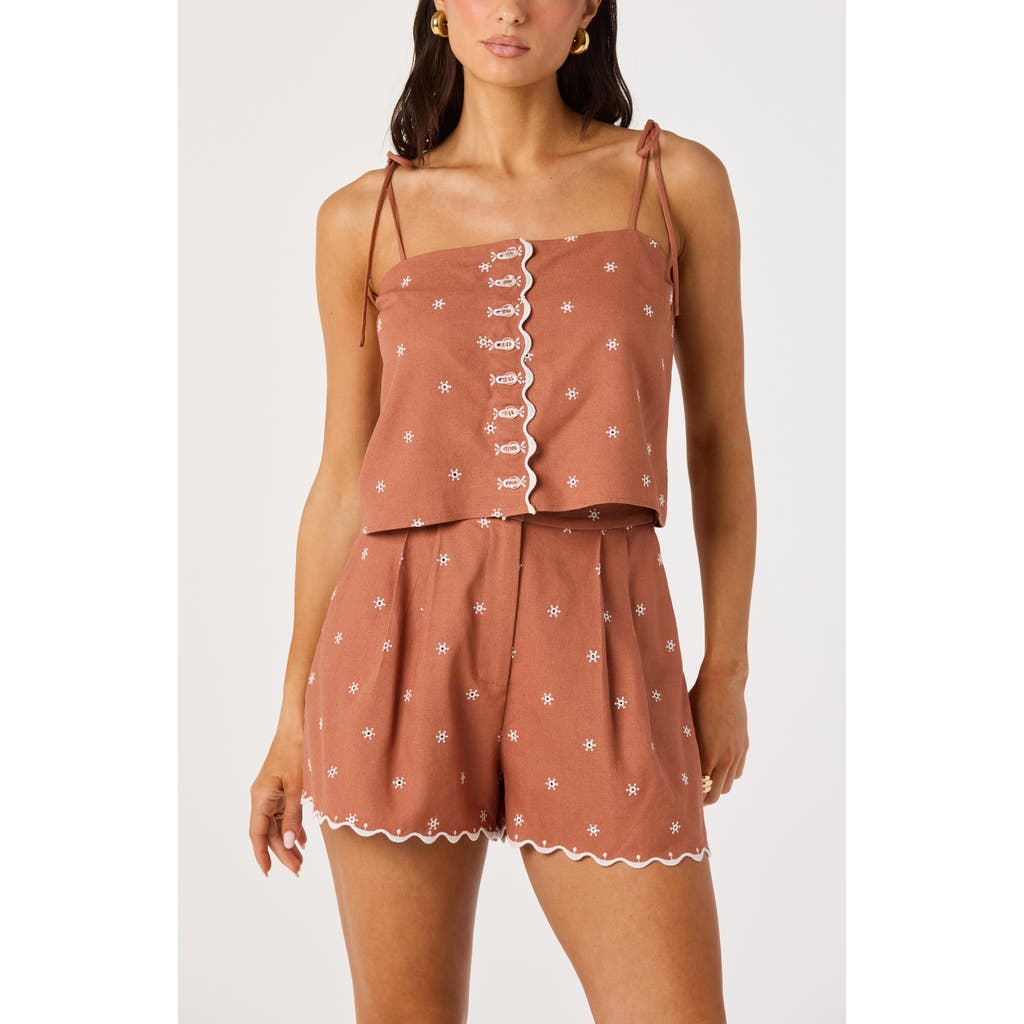 ASTR the Label ASTR the Label Justina Embroidered Linen Blend Crop Tank