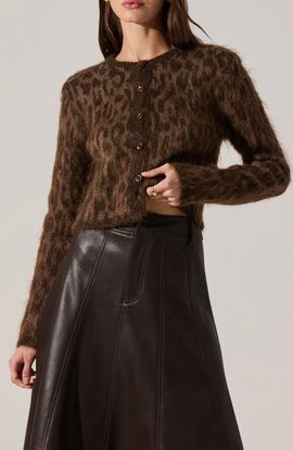 ASTR The Label Katria Cardigan- Brown Cheetah