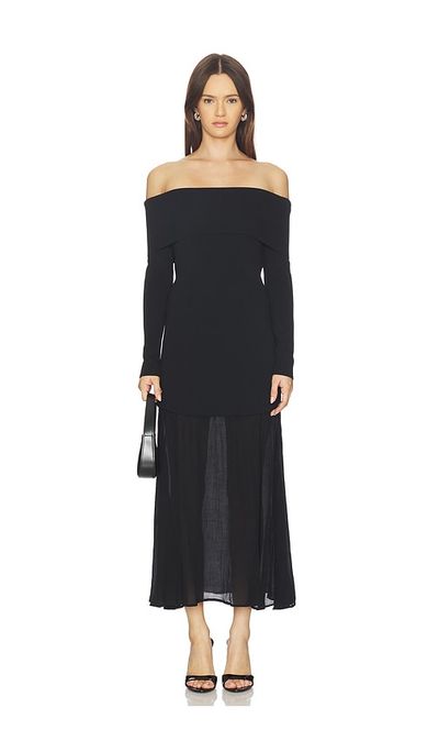 chinese dress ladies Astr The Label | Monroe Satin Off Shoulder Maxi Dress in Ivory
