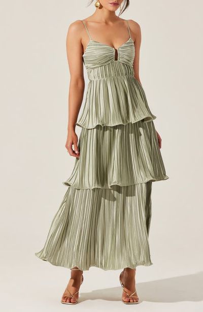 ASTR the Label ASTR the Label Lupin Plissé Sleeveles Tiered Maxi Dress