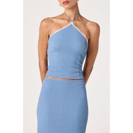 ASTR the Label ASTR the Label Milana Lace Detail Rib Halter Top