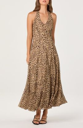 ASTR the Label ASTR the Label Myra Cheetah Print Halter Neck Midi Dress 