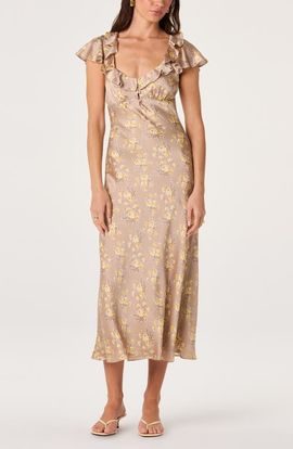 ASTR the Label ASTR the Label Nico Floral Ruffle Cap Sleeve Midi Dress