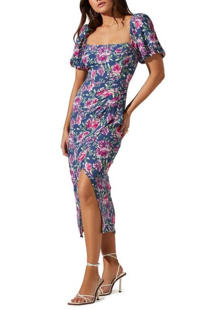 ASTR the Label ASTR the Label Puff Sleeve Front Slit Midi Dress