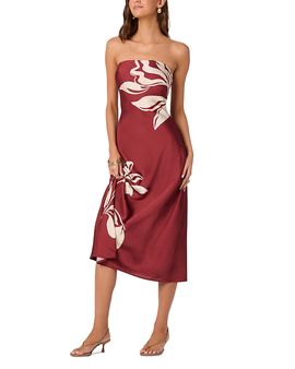 Astr The Label Astr the Label Strapless Oversized Floral Print Midi Dress