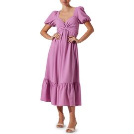 ASTR the Label ASTR the Label Tie Back Puff Sleeve Midi Dress