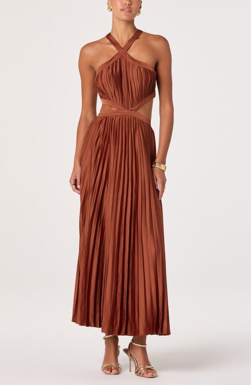 ASTR the Label ASTR the Label Vera Pleated Cutout Satin Maxi Dress