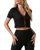 ASTR the Label ASTR the Label Zoey Textured Tie Front Crop Top - 1