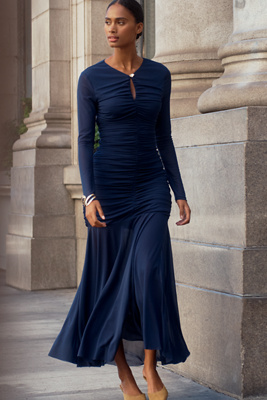 chinese dress ladies Yasmine Ruched Long Sleeve Maxi Dress