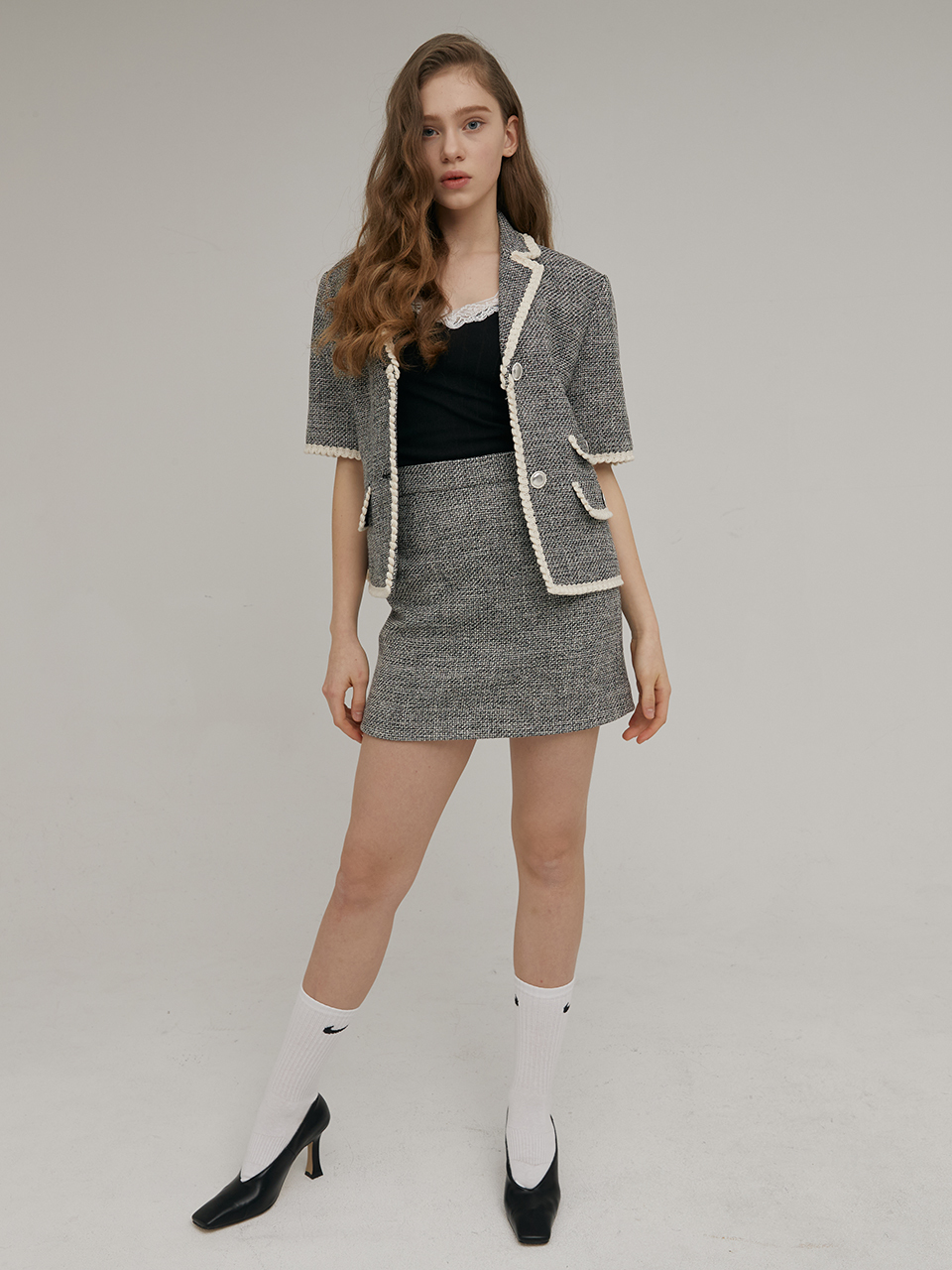 ASURA Amour Tweed Skirt_Black