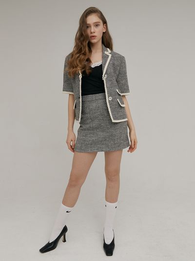 ASURA Amour Tweed Skirt_Black
