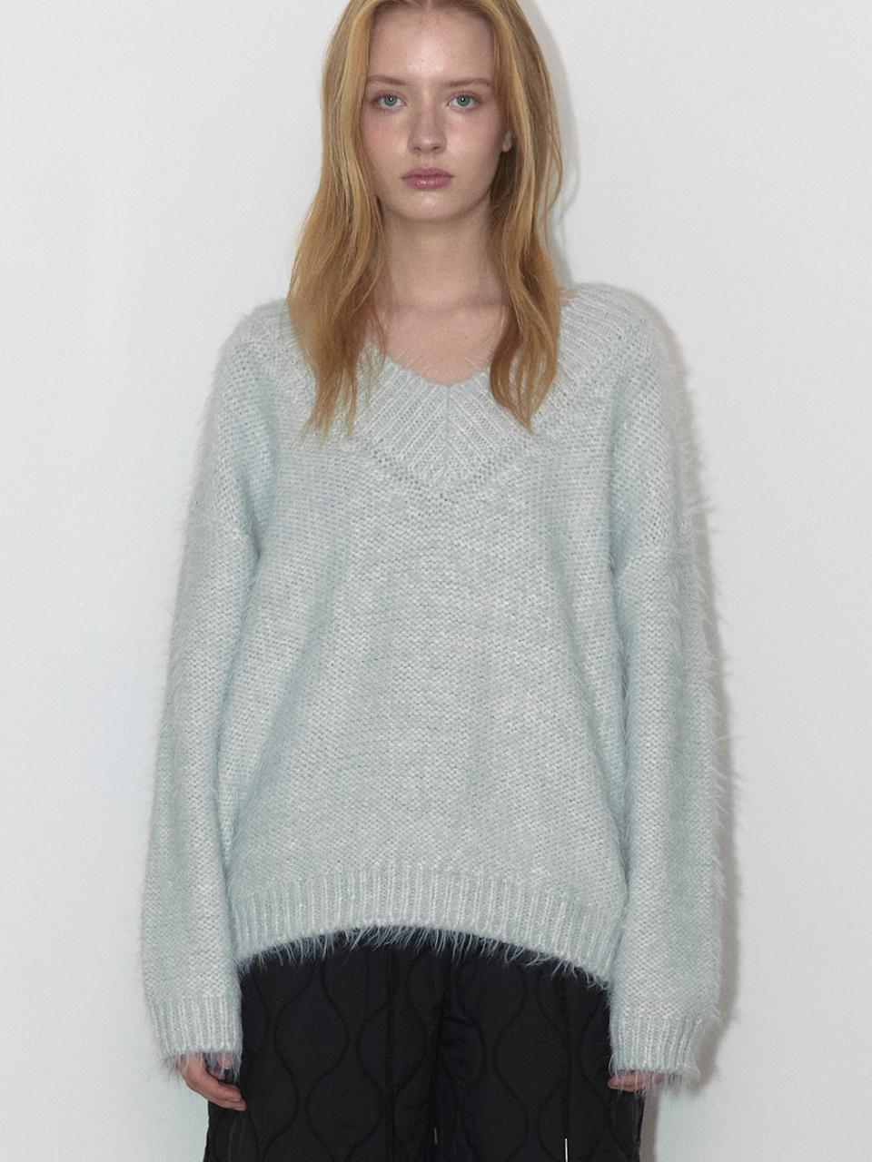 ASURA ANGEL V NECK KNIT (LIGHT GREY)