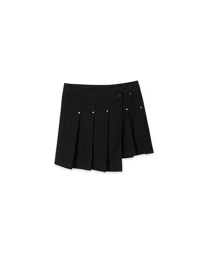 ASURA ATYPICAL RIVET PLEATS SKIRT [BLACK]