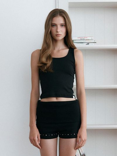 ASURA BASIC U NECK SLEEVELESS TANK [BLACK]