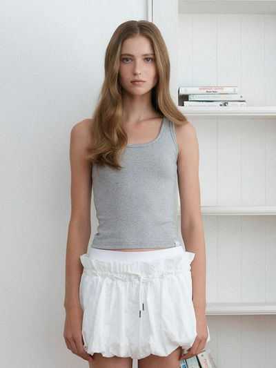 ASURA BASIC U NECK SLEEVELESS TANK [MELANGE GREY]