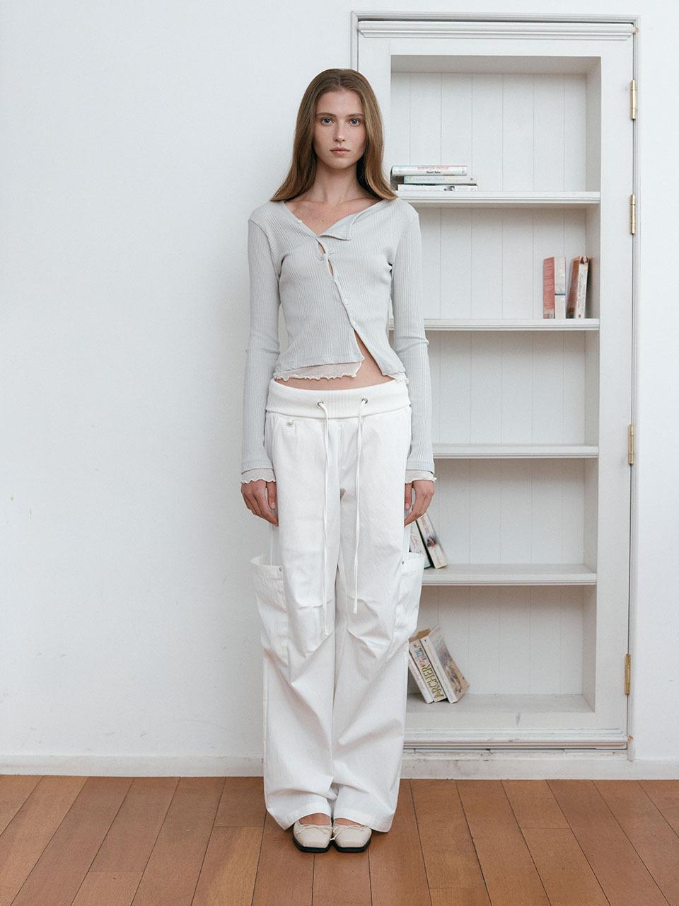 ASURA Block Band Wide Cargo Pants [White]