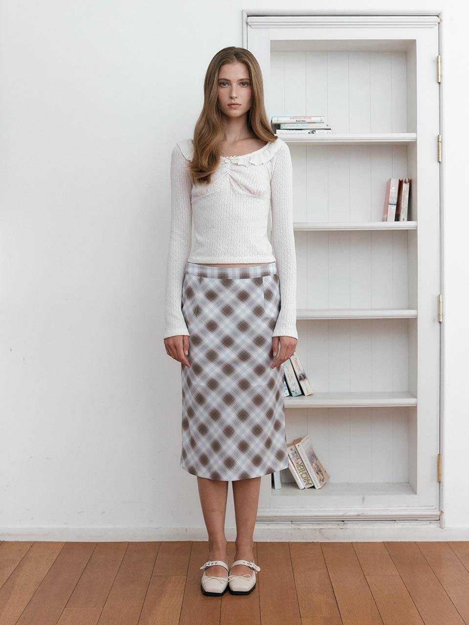 ASURA CHECK BIAS SKIRT [beige]