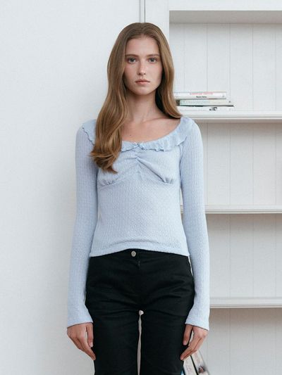 ASURA DEEP ROUND FRILL T-SHIRT [SKY BLUE]