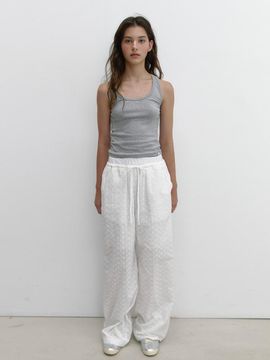 ASURA FLOWER STITCH COTTON PANTS [IVORY]