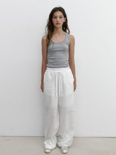 ASURA FLOWER STITCH COTTON PANTS [IVORY]
