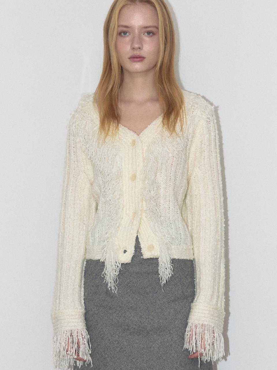 ASURA HAILEY TASSEL CARDIGAN (IVORY)