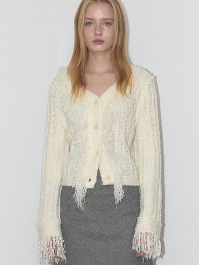 ASURA HAILEY TASSEL CARDIGAN (IVORY)