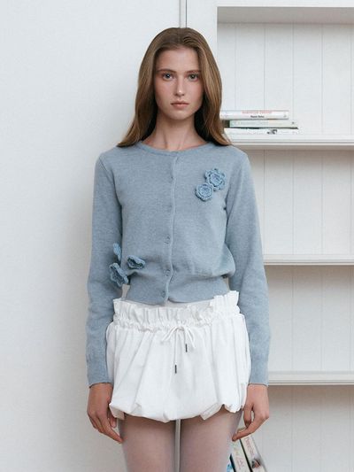 ASURA HAND KNITTING FLOWER CARDIGAN [SKY BLUE]
