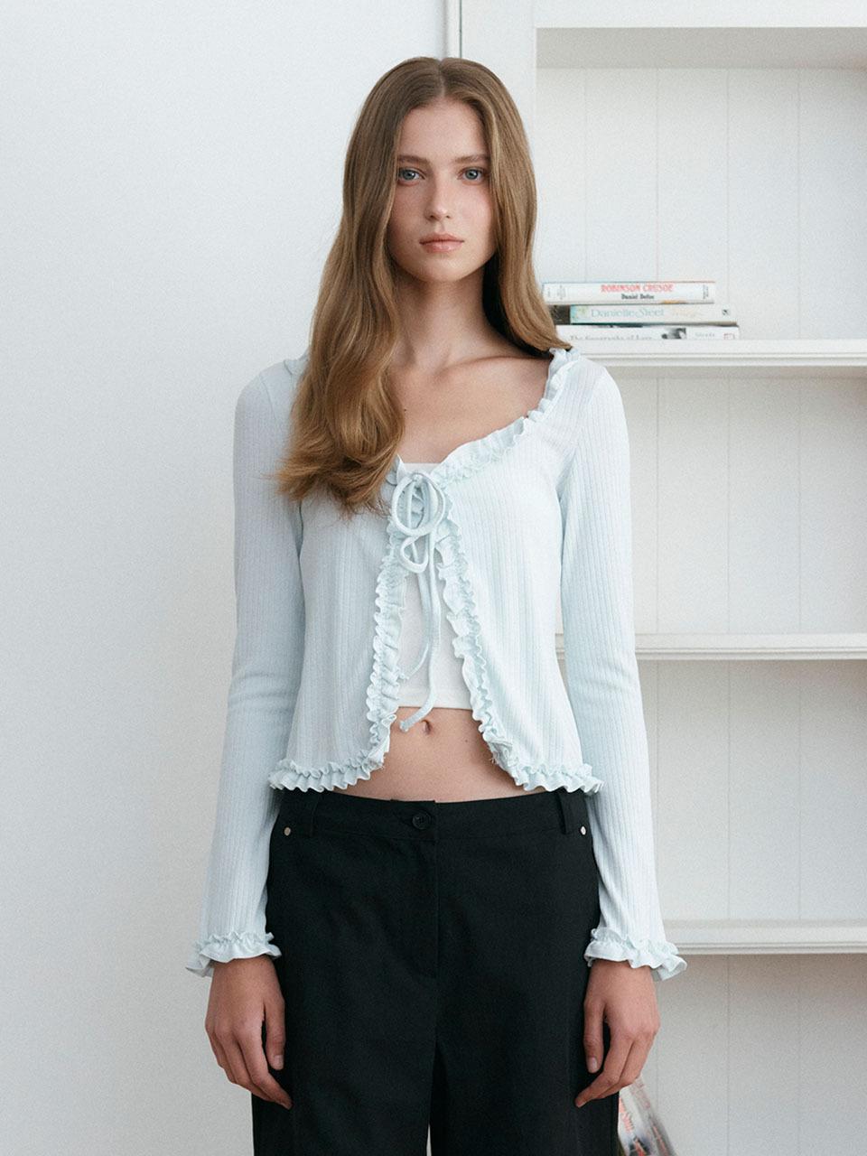 ASURA HEM FRILL CARDIGAN [SKY BLUE]