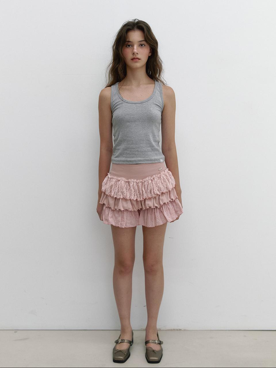 ASURA LACE JERSEY CANCAN SKIRT [PINK]