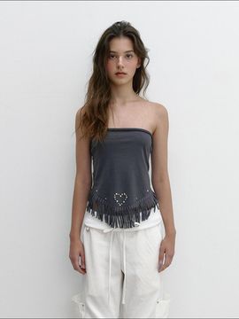 ASURA TASSEL STUD SCARF (CHARCOAL)