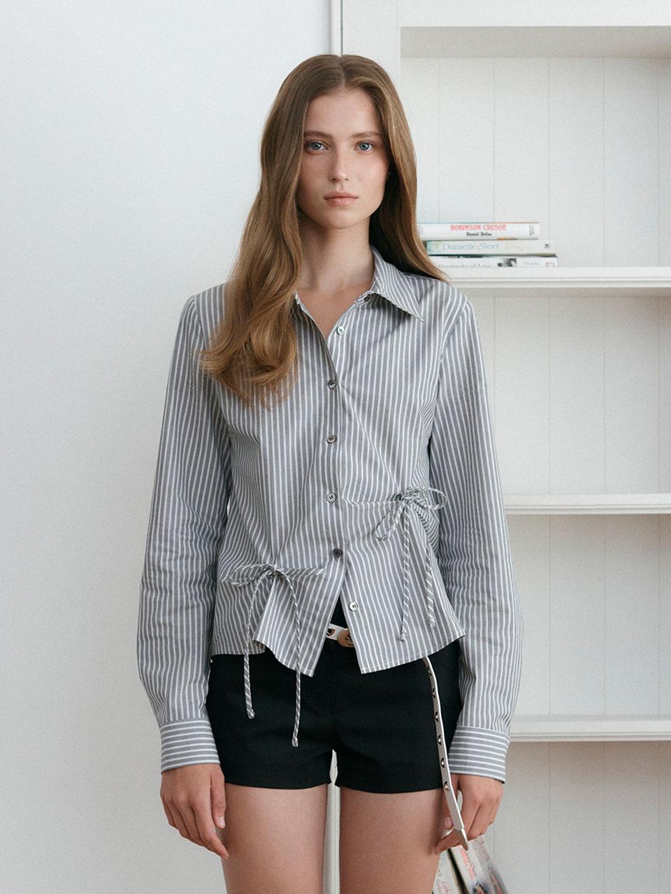 ASURA TUK RIBBON STRIPE SHIRTS (GREY)
