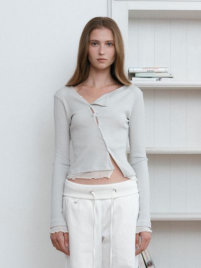 ASURA UNBALANCE LAYERED FLIP T-SHIRT [LIGHT GREY]