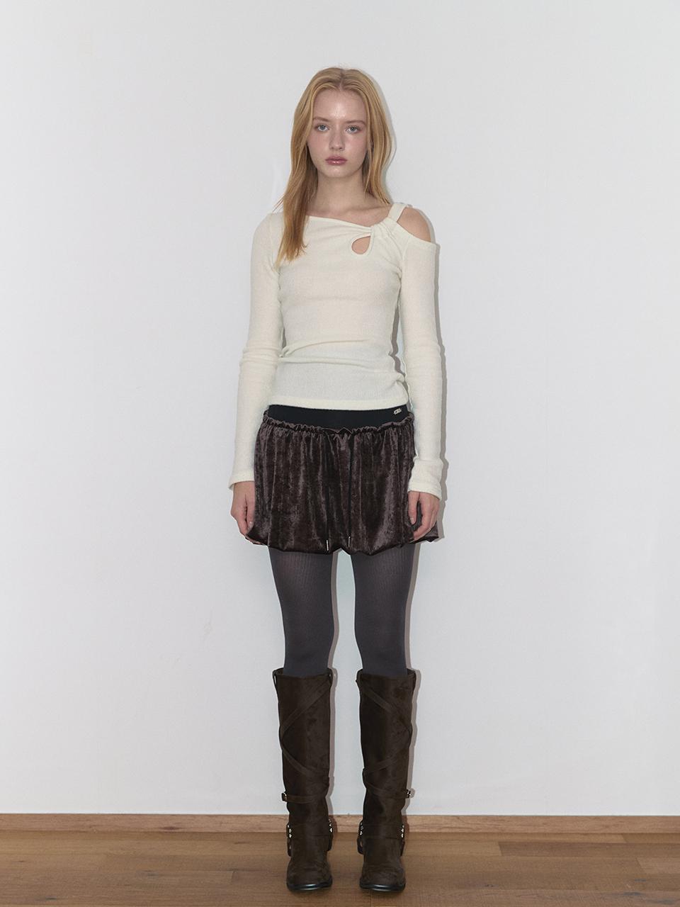 ASURA VELOUR BALLOON SKIRT (DARK BROWN)