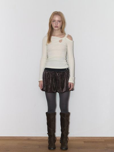 ASURA VELOUR BALLOON SKIRT (DARK BROWN)
