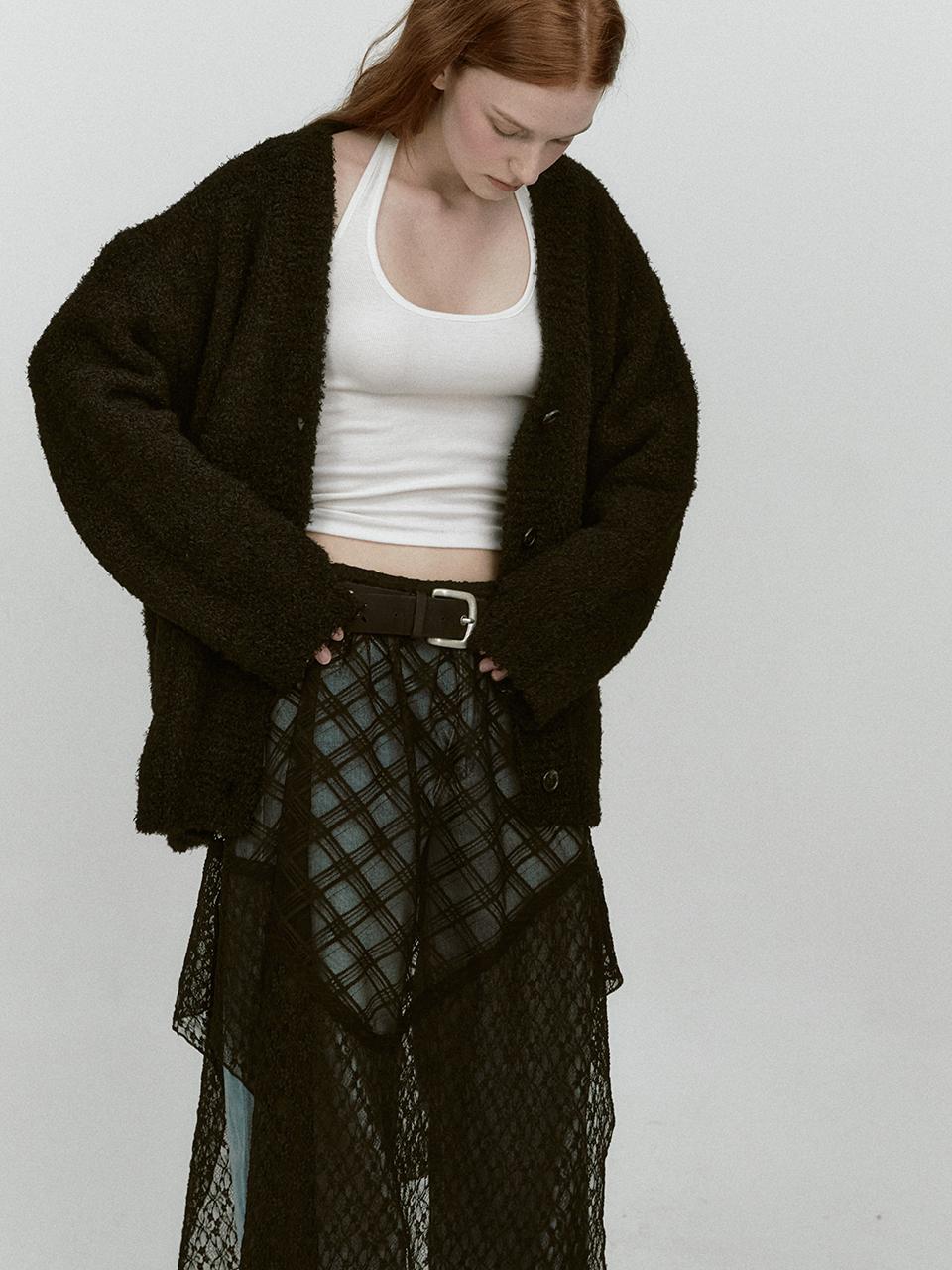 ASURA WHIRLY FUR KNIT CARDIGAN (BLACK)