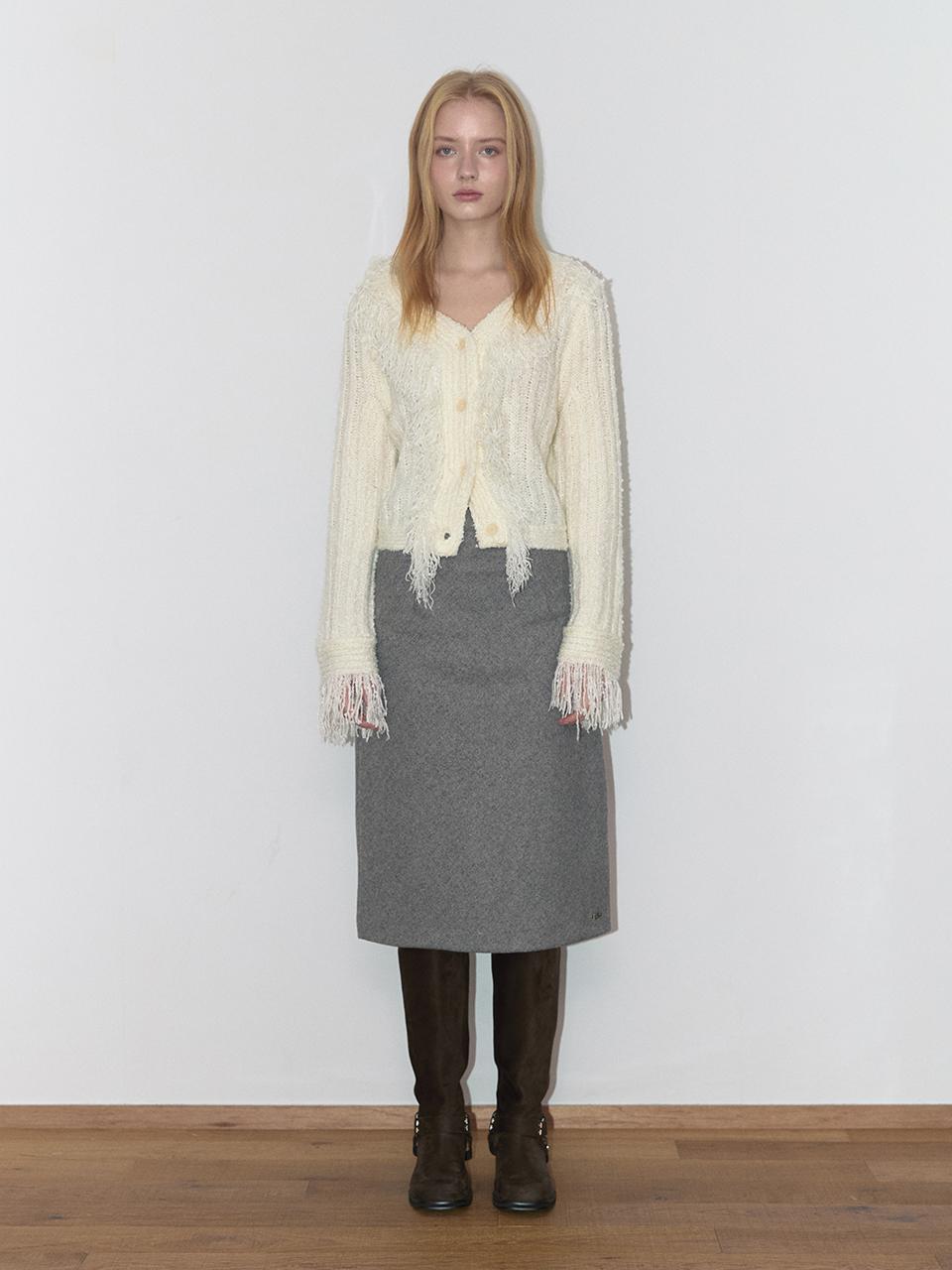ASURA WOOL BIAS SKIRT (BEIGE)