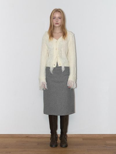 ASURA WOOL BIAS SKIRT (BEIGE)