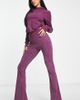 AsYou ASYOU 90s foldover jersey flares in plum-White - 1