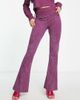 AsYou ASYOU 90s foldover jersey flares in plum-White - 4