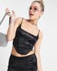 AsYou ASYOU angel graphic stretch satin corset cami top in black - 2