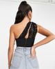 AsYou ASYOU asymmetric lace strap corset top in black-Multi - 2