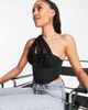 AsYou ASYOU asymmetric lace strap corset top in black-Multi - 4