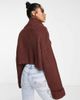 AsYou ASYOU cropped roll neck knitted sweater in chocolate-White - 2