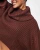 AsYou ASYOU cropped roll neck knitted sweater in chocolate-White - 3