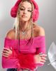 AsYou ASYOU fur cuff bardot knitted crop top in hot pink - 4