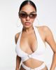 AsYou ASYOU heart trim halter neck crop top in white - 1