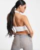 AsYou ASYOU heart trim halter neck crop top in white - 2
