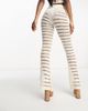 AsYou ASYOU knit crochet flare pants in cream - part of a set-White - 2